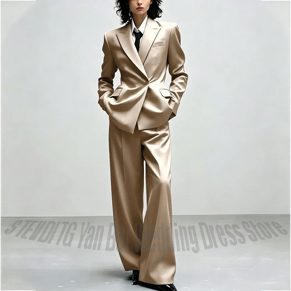 Casual Women Suit Trendy Solid Black Long Sleeve Lapel Straight Fashion Jacket Pants All-Match Shopping Street Style Daily Wear