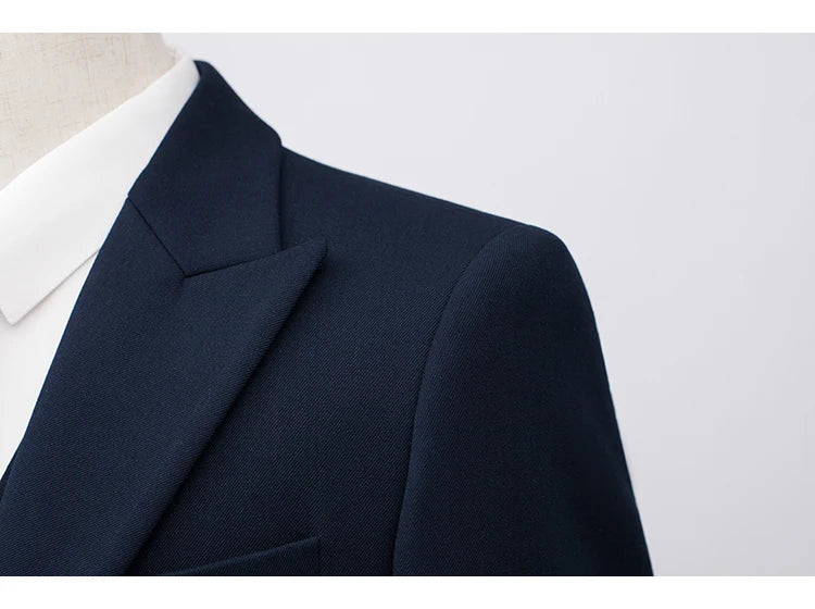 Men's High-End Wool Suit Three-Piece Set Business Casual Fashion Tencel Vest Trousers Bridegroom Wedding Dress