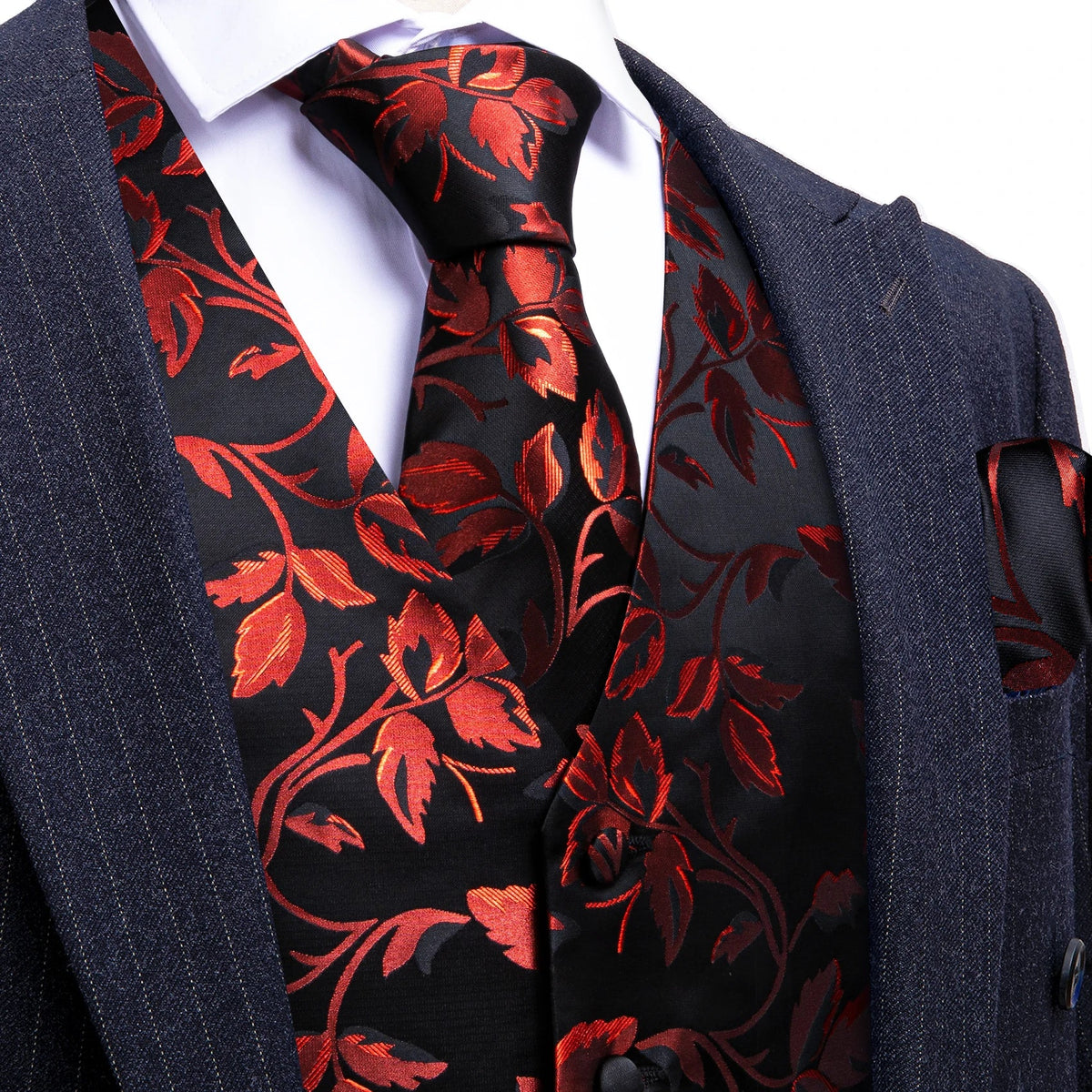 Men's Vest Single-Breasted Formal Waistcoat Floral V-Neck Fit for Wedding Business Party