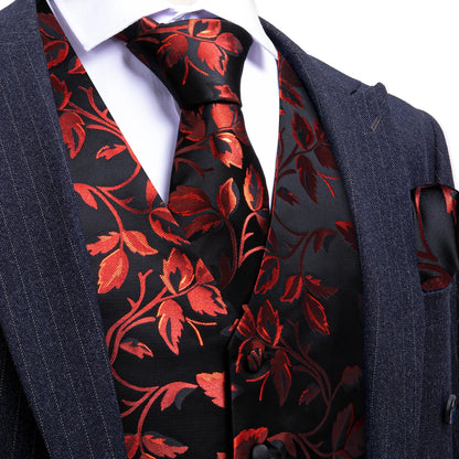 Men's Vest Single-Breasted Formal Waistcoat Floral V-Neck Fit for Wedding Business Party