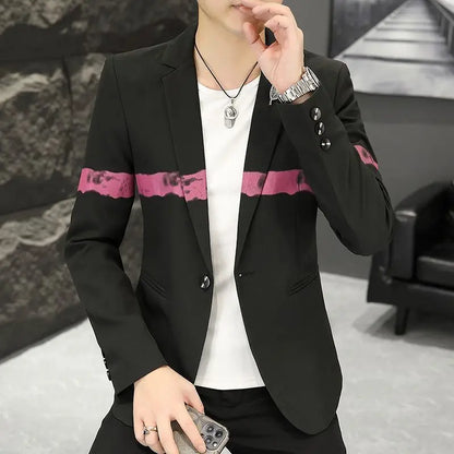 New Trendy Versatile Fashion Solid Color Korean Style Blazer Spring Autumn Casual Men's Slim Fit Handsome Suit Jacket Outerwear