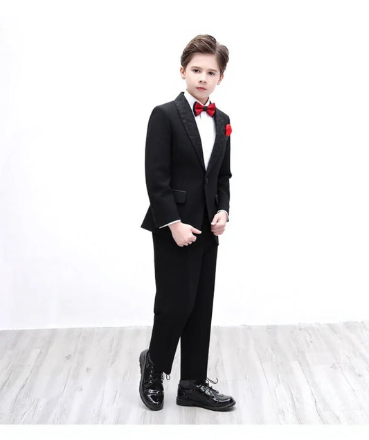 Boys Formal 3-Piece Suit – Black Jacket, Pants & Bowtie for Wedding, Party & Photography
