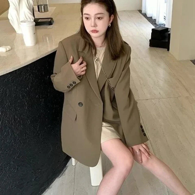 Clothes Coats for Women Black Jacket Blazer Woman Solid Outerwears Loose Korean Style Popular Deals High Quality Fashion 2025