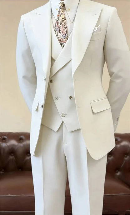 Classic Black Men's Suits 3 Pcs Jacket+Vest+Pant Fashion Groomsmen Suit Slim Fit Bespoke Formal Office Event Men's Suit