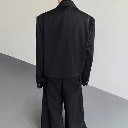 Fashion Korean Elegant Metal Buckle Placket Loose Blazer Coat Men 2025 New Solid Color Trendy Casual Male Clothes JY3447
