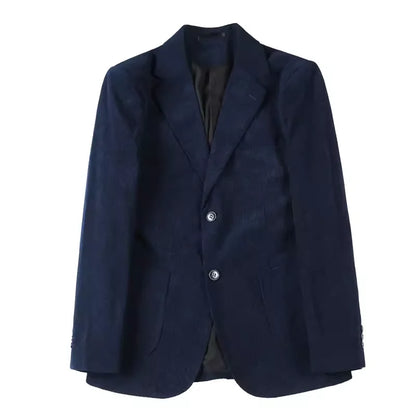 Men's Slim Fit Striped Corduroy Blazer – Smart Casual Single Breasted Suit Jacket
