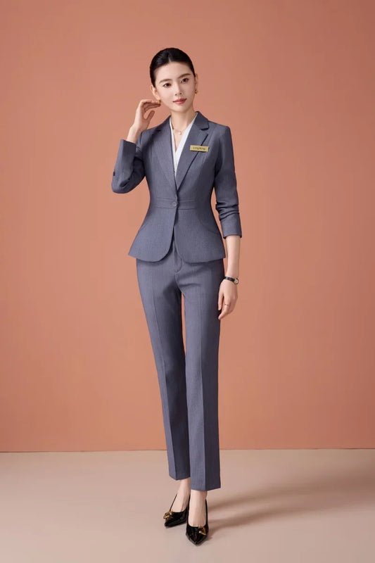 Fashionable two-piece suit jacket + pants for professional women. Exquisite elegant, new style for autumn winter 2025