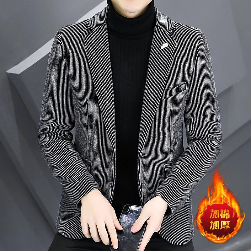 Blazer Autumn and Winter Men Fashionable Outdoor Wedding Slimming Business Casual Korean Version Golden Mink Velvet Girl Blazer