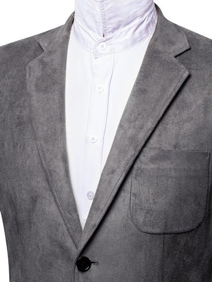 Vintage Mens Suede Blazer Jacket Casual Business Single Breasted Suit Coat Long Sleeve Patch Pocket Blazer for Office Streetwear