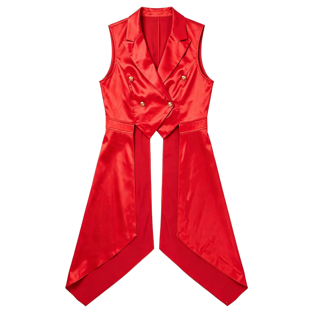 Women Victorian Tuxedo Sleeveless Vests Renaissance Waistcoat Irregular Hem Vest Satin Tailcoat Top for Halloween Gothic Outfit