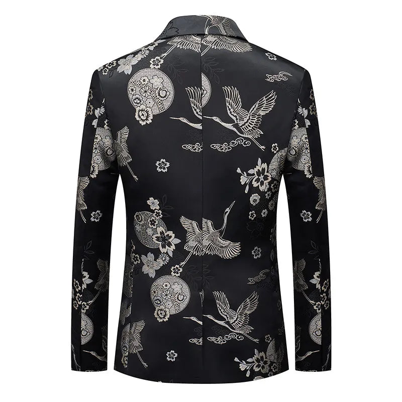 Men's Jacquard Slim Fit Blazer – Formal Wedding & Party Tuxedo Jacket