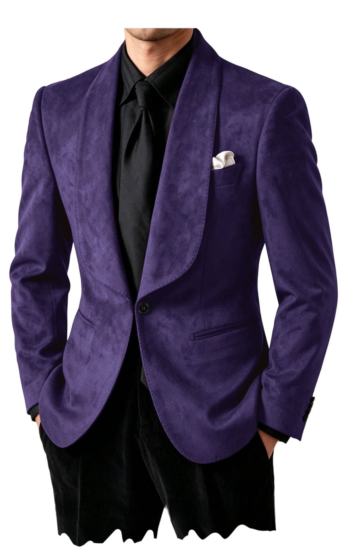 Luxury Men's Faux Suede Blazer Shawl Lapel 1 Button Slim Fit Tuxedo Jacket Business Casual For Wedding Party Prom Suit Coat