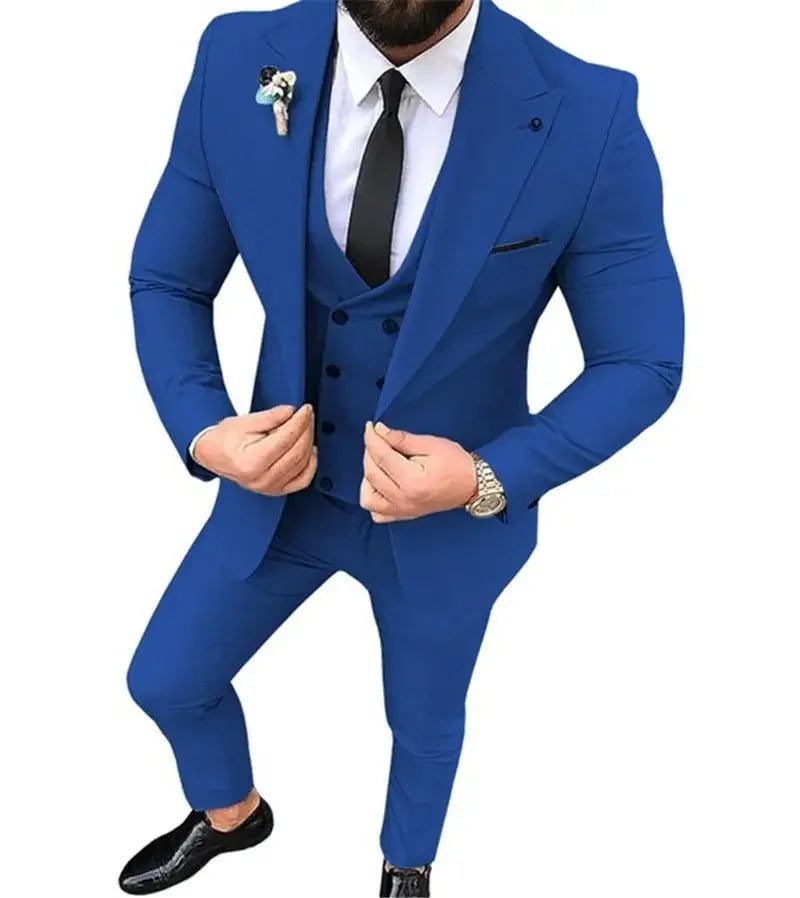White Men Suits Groom Suit Formal Male Suits for Wedding Best Man Slim Fit Groom Tuxedos For Men (Jacket+Vest+Pants) Terno