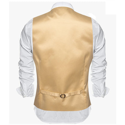 Men's Satin Vest Slim Fit Single-Breasted Waistcoat for Weddings and Formal Occasions