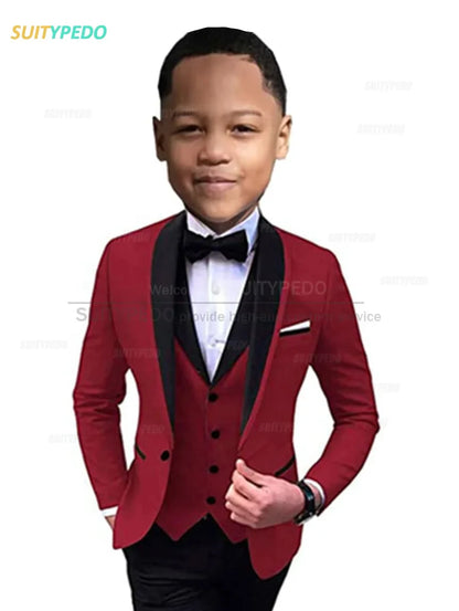 Elegant Lavender Boy's Suit Set Evening Party Classic Children's Clothing Kids Baptism Formal 3 Pieces Custome Blazer Vest Pants