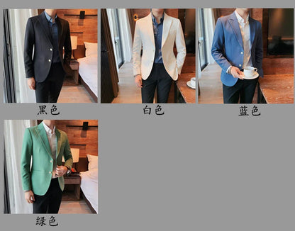 2022 Classic Green Blue Jacket Uniform Groom Tuxedos Mens Wedding Suits Peaked Lapel Man Business Blazer Groomsmen Prom Dress