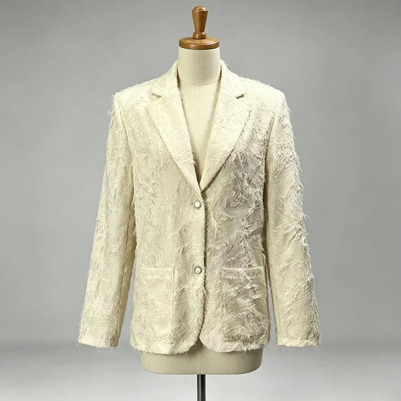 Women Blazer Fashion Elegant Single Breasted Pocket Patchwork Design Casual Slim Trendy Suit-Coat Spring Autumn New HK26683