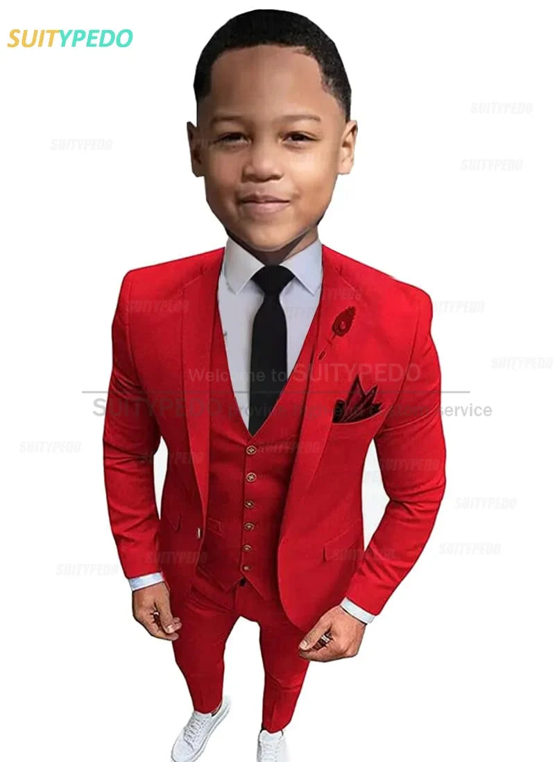 New Fashion Boys Suits Children Birthday Formal Outfit Blazer Vest Pants 3 Pieces School Activity Chorus Performance Costume