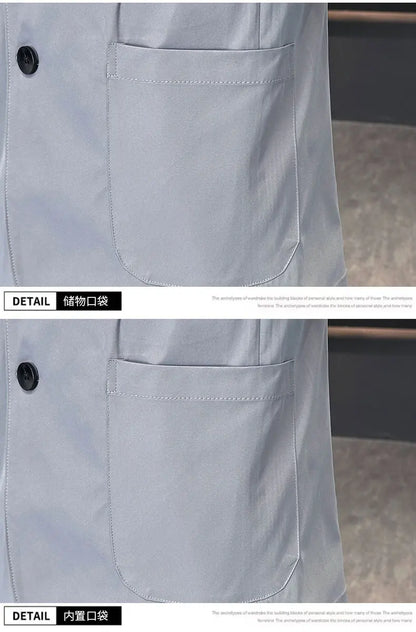 Men's Summer Thin Casual Blazer Solid Color Sun Protection Single Suit Jacket Lightweight Breathable Outerwear