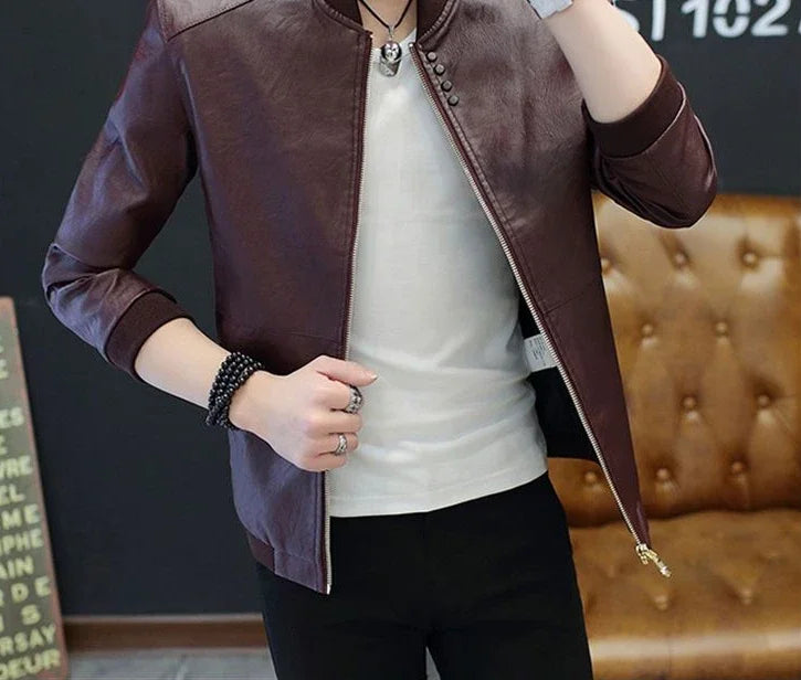 Brown Casual Men's Suit Jackets Trendy 2025 Korean Style Clothes Male Leather Blazer Single Models Luxury Designer Menswear Coat