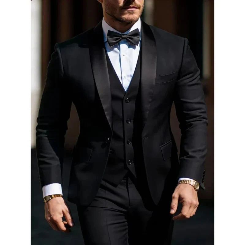 Men's 3-Piece Suit Set Jacket Vest Pants for Weddings Proms and Business