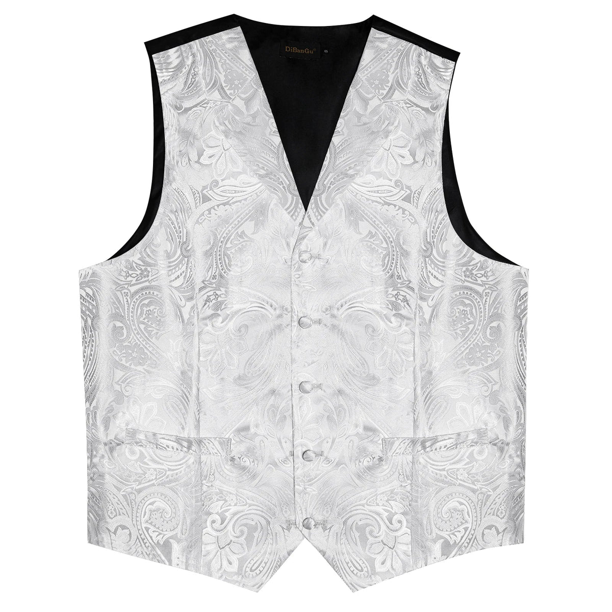 Men's Paisley Suit Vest – Single-Breasted Waistcoat with Tie, Handkerchief & Cufflinks for Weddings & Banquets
