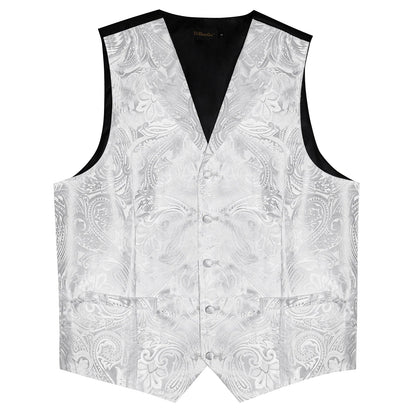 Men's Paisley Suit Vest – Single-Breasted Waistcoat with Tie, Handkerchief & Cufflinks for Weddings & Banquets