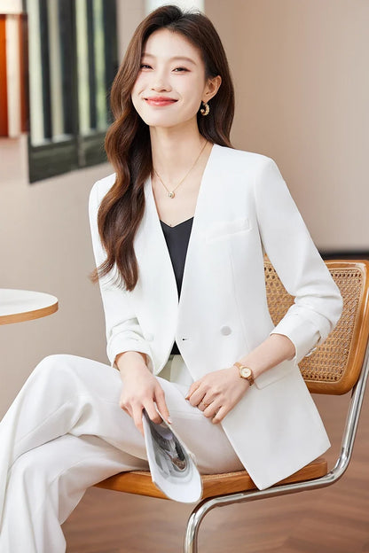 Fashionable business women's suit, high-quality two-piece pants + blazer. Unique temperament, comfortable and stylish