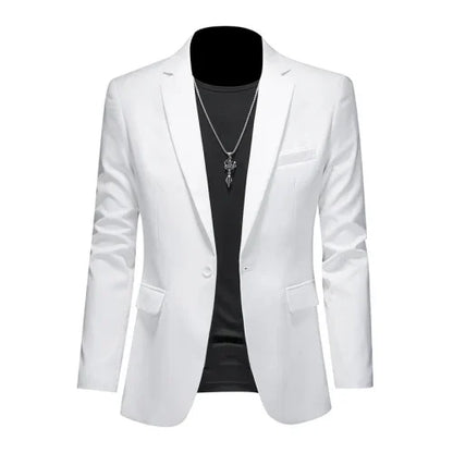 Men's Slim Fit Single-Breasted Blazer for Business Casual and Wedding Occasions