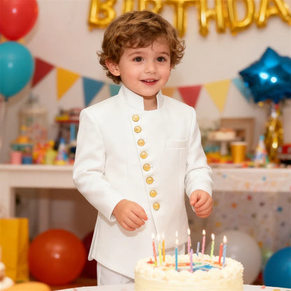 Kids Formal Suit Set – Boys Single Breasted Blazer and Pants for Weddings and Parties