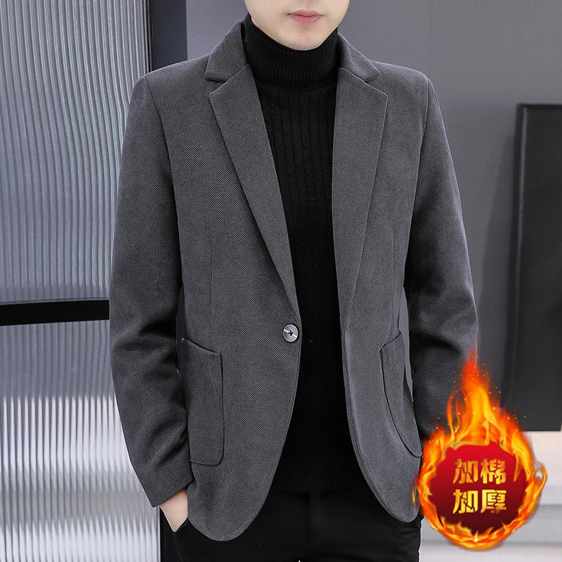 Blazer Men Fashionable Outdoor Wedding Versatile Slimming and Casual Korean Version Golden Mink Velvet Velvet and Cotton Blazer