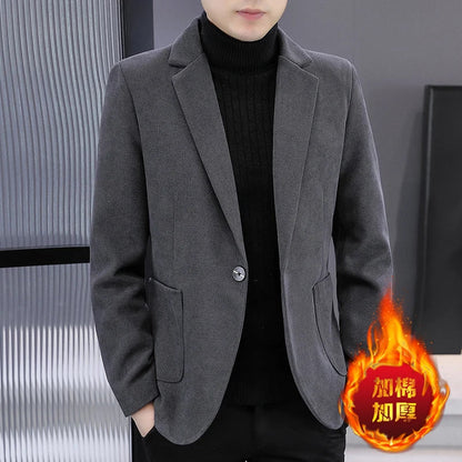 Blazer Men Fashionable Outdoor Wedding Versatile Slimming and Casual Korean Version Golden Mink Velvet Velvet and Cotton Blazer