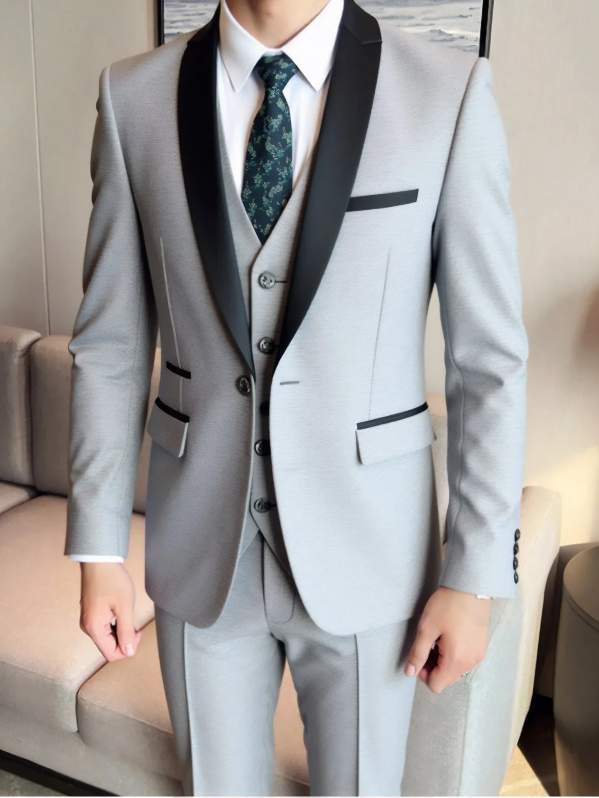 3 Piece Suit Jacket Vest Trousers/Fashion Men's Casual High Quality Business Slim Groom Wedding Formal Suit Jacket Trousers