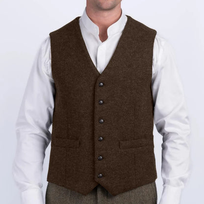 Men Vest Herringbone Single Breasted V-Neck Waistcoat for Wedding Business Formal Wear