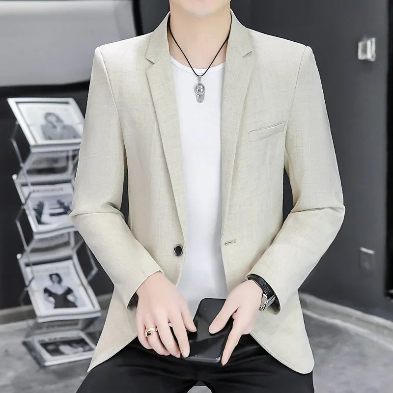 Blazer Men's Fashion Business Gentleman Groom Professional Gentleman Form-fitting Versatile Casual Formal Wear High-end Blazer