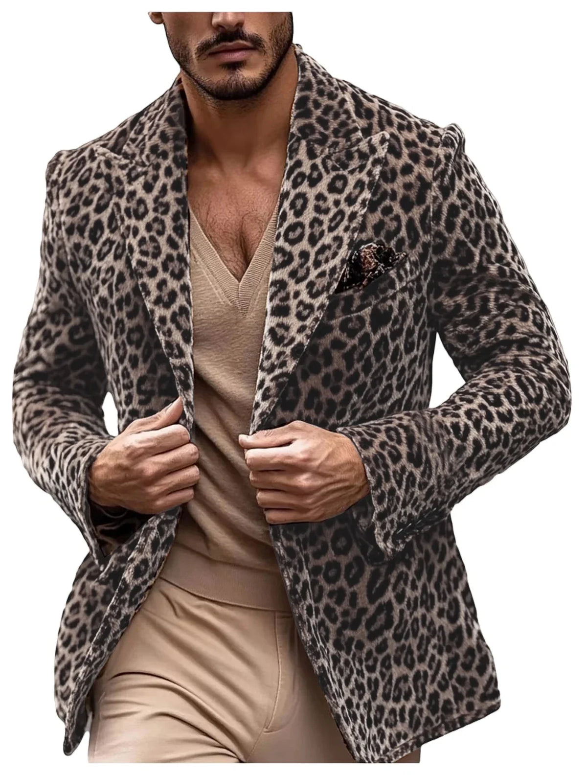 Men’s Leopard Print Velvet Blazer Peak Lapel Slim Fit Sport Coat Luxury Vintage Style Jacket for Party Night Out Male Outerwear