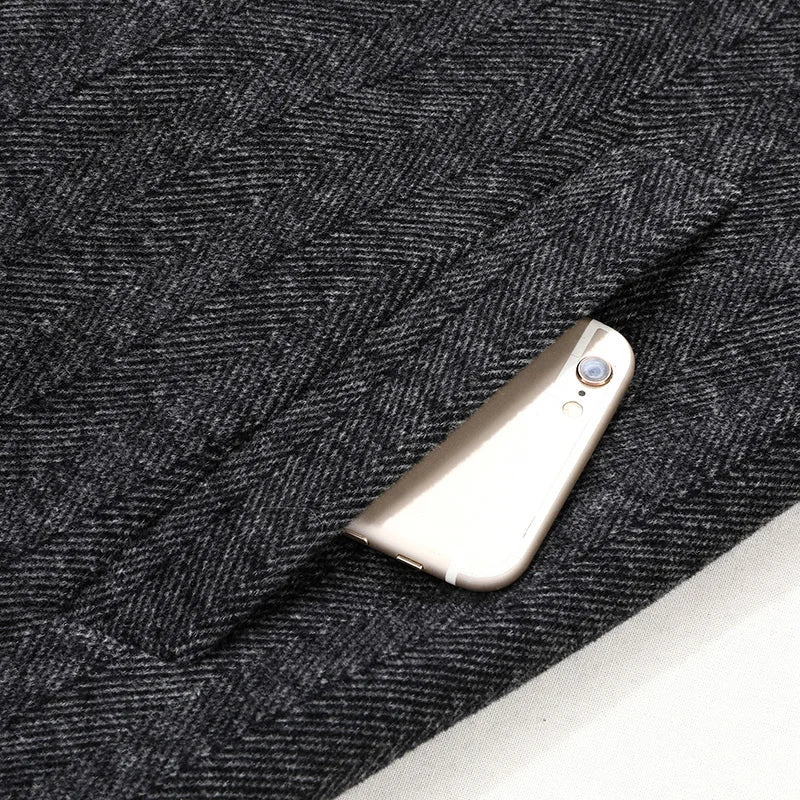 Mens Designer Knitted Wool Stretch Coat Casual Business Handsome Overcoat High Quality Fashion 2024