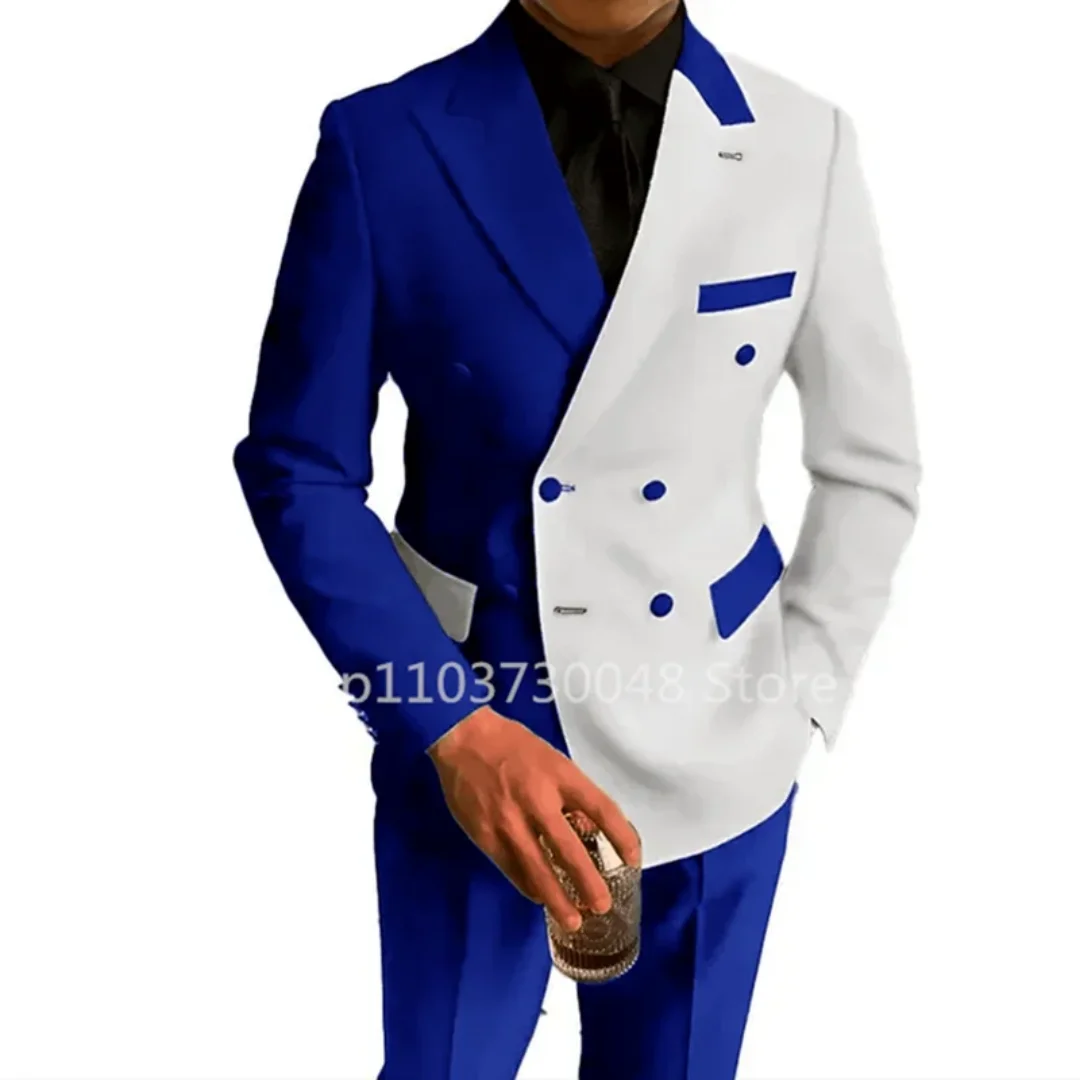 Costume Homme 2 Pièces Slim Fit de Style Tendance pour Mariage, Revers Pointu, Blazer, Pantalon, Tenue de Marié Formelle Affaires
