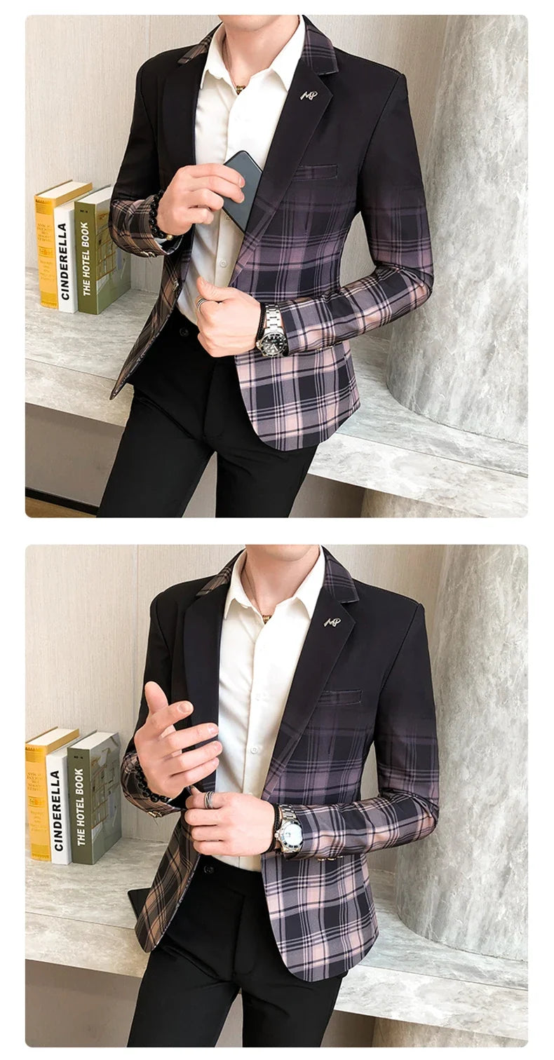 Men's Blazer Suit Jacket 2025 Spring New Fashion Korean Slim Suit Jacket Social Prom Dress Jacket Men's High Quality Clothing