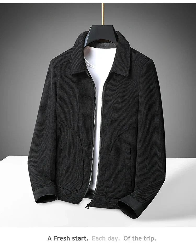 Men's High-Quality Corduroy Jacket Plus Size Lapel Thick Autumn Winter Warm Casual Gown for Older Generations