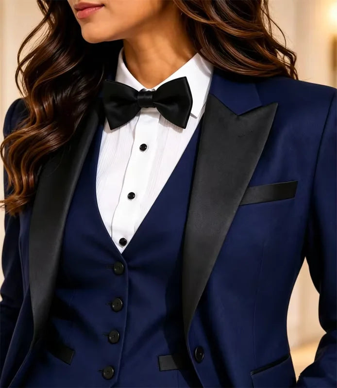 Fashion Women Pant Suits Set Blazer 3 Pcs Elegant Long Sleeve Suit Jackets Vest and Straight Pants Suit Female Business Outfits