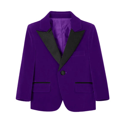 New Autumn Boys Handsome Velvet Jacket For School Performance High Quality Peak Lapel Kids Blazer Banquet Party Wear 2-20T