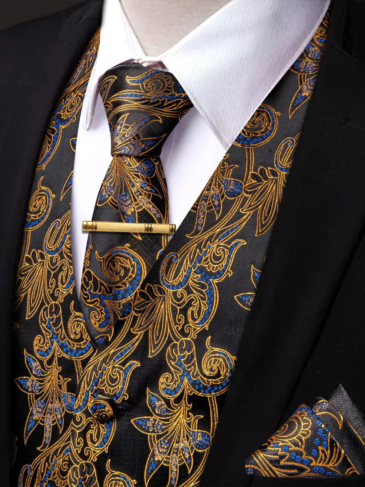 Men's Vest and Tie Set – Paisley Floral Waistcoat with Necktie for Weddings and Business Occasions