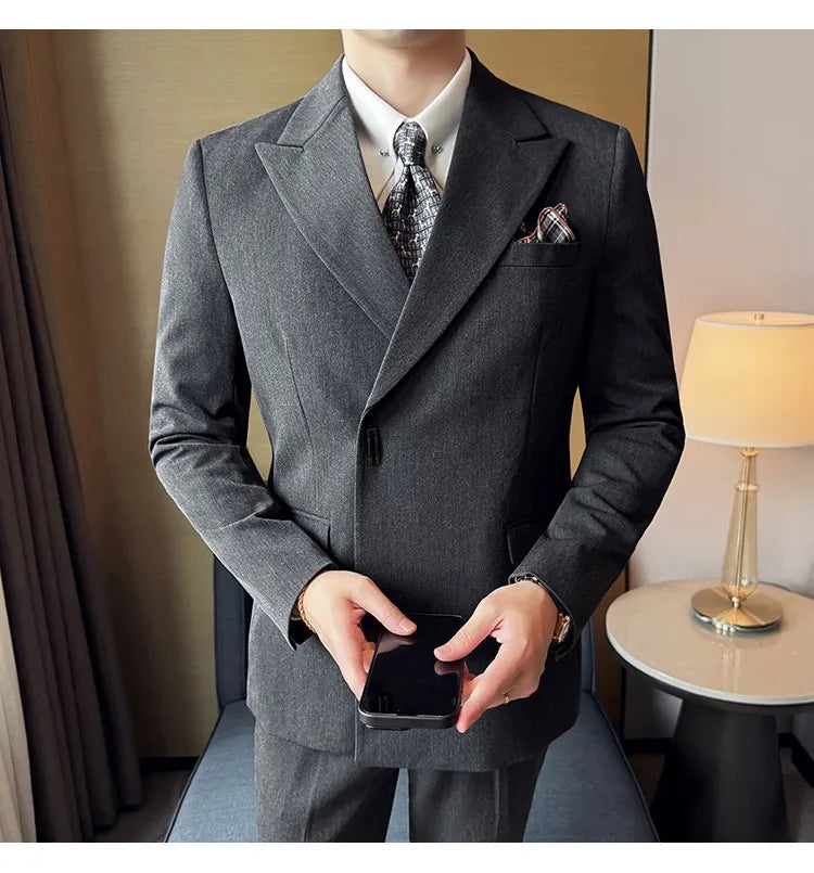 Men's 3-Piece Slim Fit Suit Set – Jacket, Vest & Pants for Wedding, Prom & Business