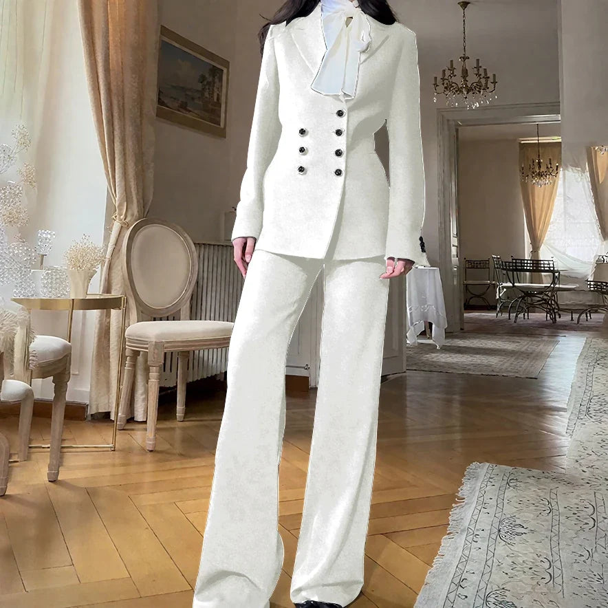 2025 New Women Casual Blazer Suit Set with Double-breasted Office Formal Pant Suit Separates Slim Fit Custom Made Traje de Mujer