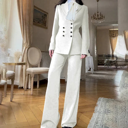 2025 New Women Casual Blazer Suit Set with Double-breasted Office Formal Pant Suit Separates Slim Fit Custom Made Traje de Mujer