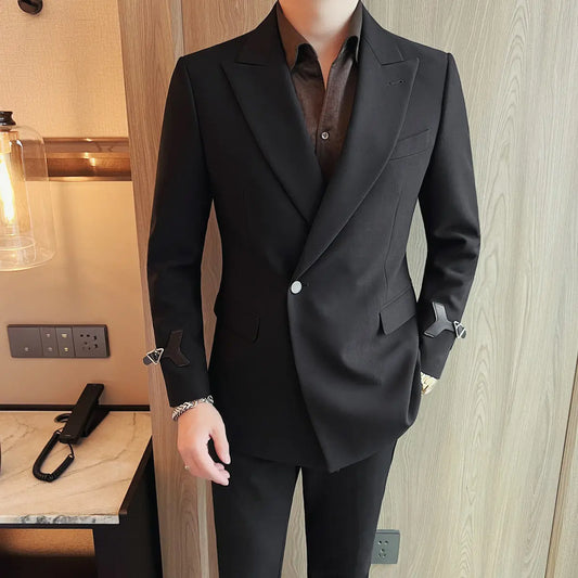 Men's Slim Fit Black Blazer for Business Casual & Smart Casual Wear – Spring Autumn Suit Jacket