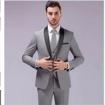Costume 3 pièces de smoking multi-couleurs pour homme, revers châle noir, coupe ajustée, tenue formelle pour mariage, bal de promo et banquet