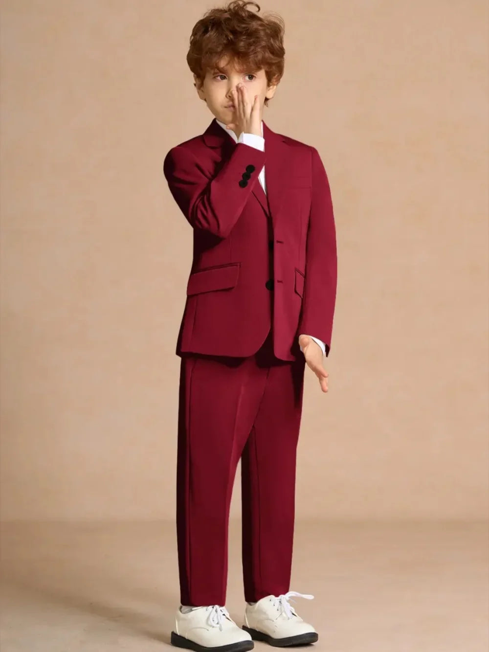 Christmas Boys Chic Suit Set 2 Pieces Party WearNotched Lapel Kids Slim Fit Suits For Birthday New Plus Size Tuxedo 2-20T