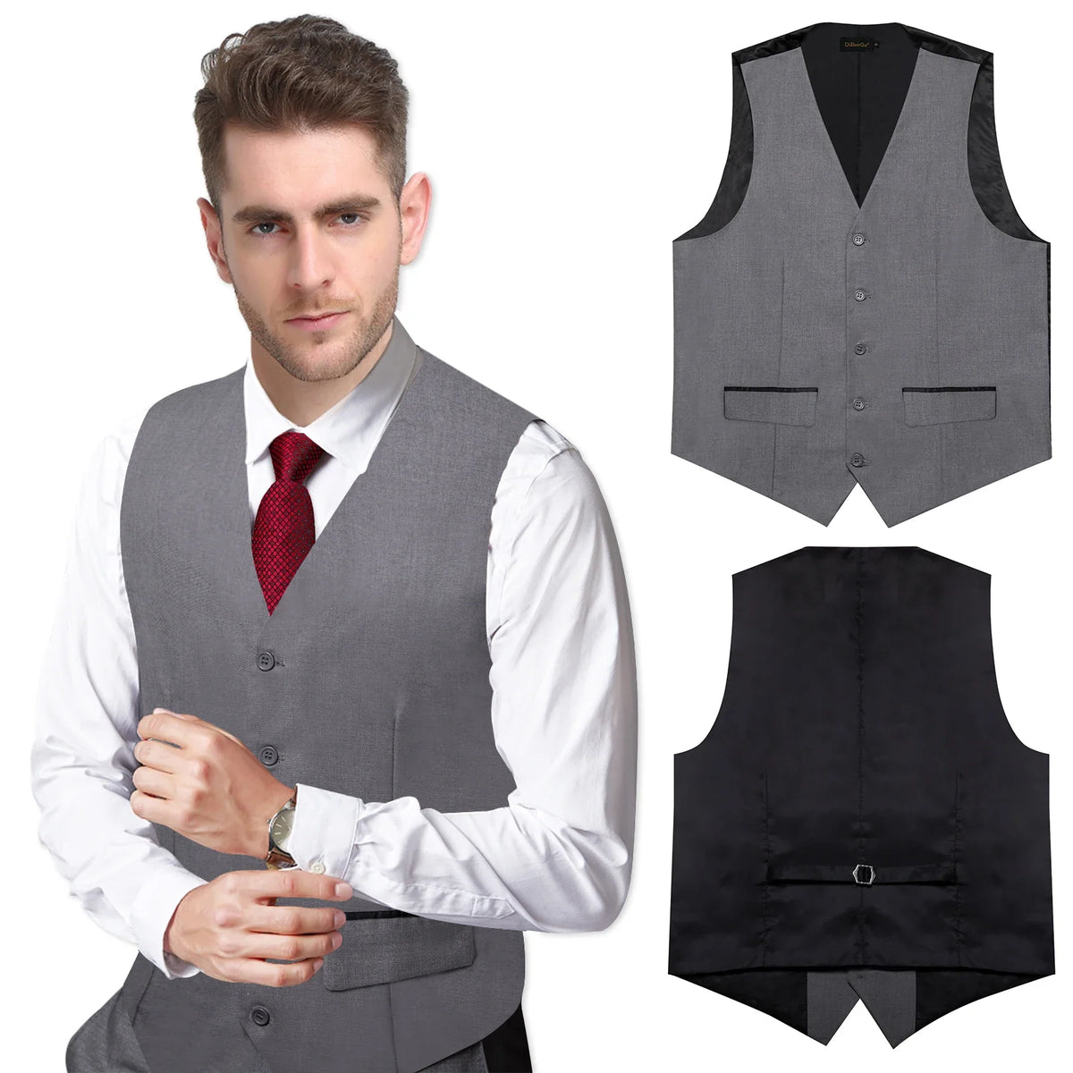 Men's Suit Vest – Solid Formal Waistcoat for Wedding, Party & Business Wear